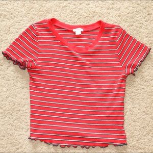 Striped Lettuce Edge Baby Tee
